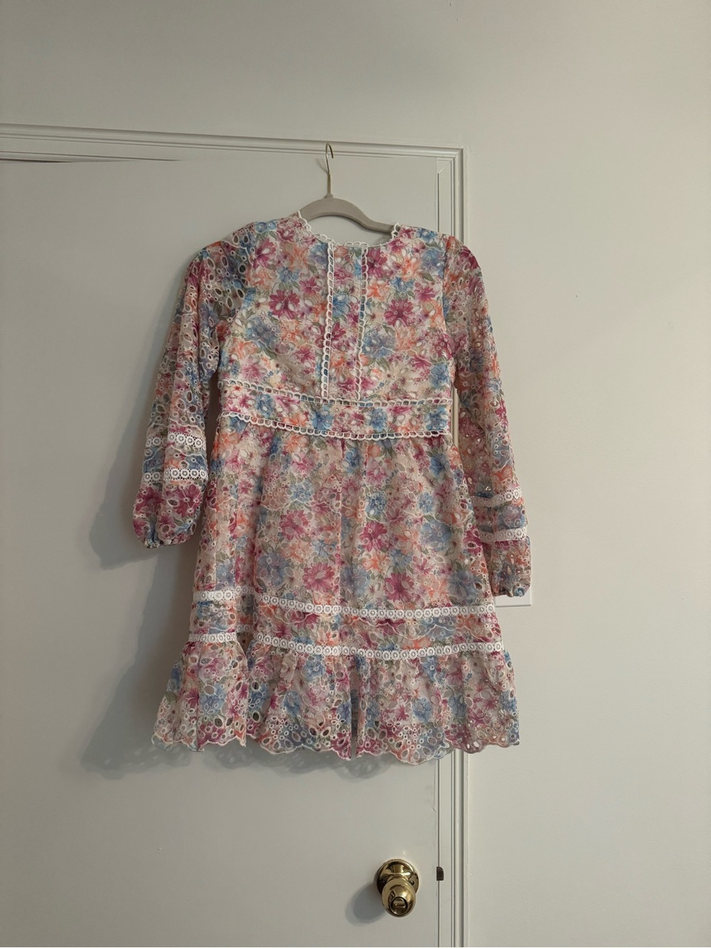 GB girls Pink Multicolor Floral Lace Trim Dress